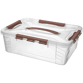  Ящик для хранения универсальный с замками и ручкой Grand Box 10л, Коричневый C3200314 