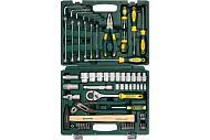 Набор инструментов, 66 предм., 1/2", 1/4", CrV, пластиковый кейс, KRAFTOOL EXTREM-66