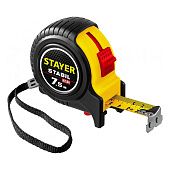 Рулетка 7,5мх25мм, ударостойкий обрезиненный корпус, два фиксатора, STAYER STABIL Рулетка 7,5мх25мм, ударостойкий обрезиненный корпус, два фиксатора, STAYER STABIL