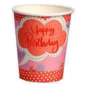 Стакан бумажный «С днём рождения», мишка, в наборе 6 штук, розовый Стакан бумажный «С днём рождения», мишка, в наборе 6 штук, розовый