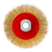 Щетка "тарелка" для УШМ 100 мм, М14 латун. витая пров. Matrix Щетка "тарелка" для УШМ 100 мм, М14 латун. витая пров. Matrix