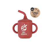 Поильник с трубочкой силиконовый «Try again», 200 мл., вишневый 10101222 Поильник с трубочкой силиконовый «Try again», 200 мл., вишневый 10101222