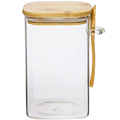 Контейнер с бамбук.крышкой и ложкой, Д100 Ш100 В160, 1000 мл, прозрачный Cang-02 Контейнер с бамбук.крышкой и ложкой, Д100 Ш100 В160, 1000 мл, прозрачный Cang-02