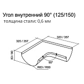  Угол желоба внутренний 90° 125/90 Optima, Белый Ral:9003 