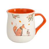  Кружка 400 мл. керамика бело-оранжевая Лиса и гусь Autumn friends ANLAF-FDH-061225-1 