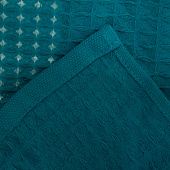  Кухонное полотенце (вафля) 35х55 крупная клетка, голубое 