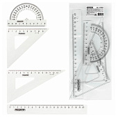  Набор чертежный средний ПИФАГОР (линейка 20см, 2 треуг., трансп.) пакет, 210627 
