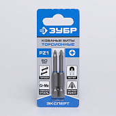  Биты кованые,хвостовик E 1/4", PZ1, 50мм, 2шт/ЗУБР "ЭКСПЕРТ" 