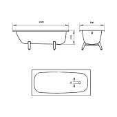 Ванна стальная c шумоизоляцией антибактериальная 150х70х40 с ножками DV-51901/55901 Donna Vanna Ванна стальная c шумоизоляцией антибактериальная 150х70х40 с ножками DV-51901/55901 Donna Vanna