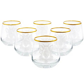  Набор стеклянных стаканов DECORES Кружево с золотым декором для виски 6 шт. DECORES DCS1256 
