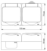  Блок ОП Этюд IP44 сер. (2-м розетка с заземл. защ. шторки) SchE PA16-244C 