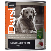  Влажный корм Дарси для собак 850г говядина, рис 