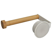  Держатель для туалетной бумаги белый металл/бамбук на присоске W7837-2 