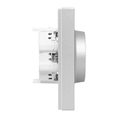  Розетка двойная встраиваемая с заземлением, цвет алюминий,  EKF Эпика 