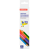  Карандаши цветные двухсторонние 6шт. 12цв ErichKrause Basic Bicolor трехгранные 50530 