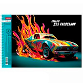  Альбом для рисования А4 24л спираль Динамичные авто серия, металл картон, 24А4мтлВсп 