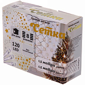 Гирлянда для дома СЕТКА ш1,5х в1,5м 120 ламп LED, прозр.пров.,8 реж, IP-20, Теплый белый