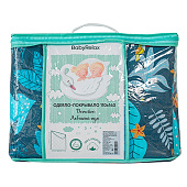  Одеяло-покрывало BabyRelax, детское, лебединый пух, 100 гр., 110х140 см, бязь, тропические птички, синий 