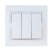 Выключатель встраиваемый 3 клавиши, цвет белый, Lezard MIRA Выключатель встраиваемый 3 клавиши, цвет белый, Lezard MIRA
