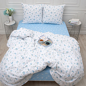  Комплект постельного белья 2 спальный Традиция, поплин, мильфлёр, голубой 