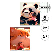 Тетрадь А5 48л гребень клетка картонная обложка Большие пушистики, 48-6493 Тетрадь А5 48л гребень клетка картонная обложка Большие пушистики, 48-6493