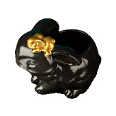 Кашпо "Зайчиха с зайчонком" черный с золотом, 10см 10792045 Кашпо "Зайчиха с зайчонком" черный с золотом, 10см 10792045