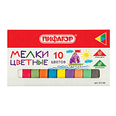  Набор мелков школьных Пифагор, цветные, 10 шт., 221168 