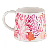  Кружка, 380 мл, фарфор, белая/розовая,Ocean Life MW475-DI0457 