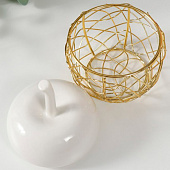  Шкатулка для украшений «Яблочко», керамика, металл, белая, 8.5?8.5?12 см 
