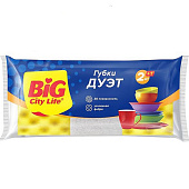 Набор губок для мытья посуды BIG City 2+1шт Дуэт профилированная