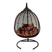  Кресло подвесное двойное Фиджи арт.J4123-MTКОР (стойка+осн.КОРИЧ.,корзн.корич.,подуш.корич.) max 150 кг 