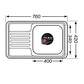  Мойка врезная 76х42см 0,6мм с сифоном ЛЕВАЯ MLN7642 Melana 
