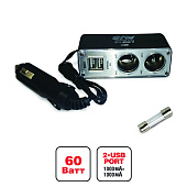 Разветвитель прикуривателя AVS 12/24 (на 2 выхода+2USB) CS219U Разветвитель прикуривателя AVS 12/24 (на 2 выхода+2USB) CS219U