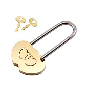  Замок навесной сувенирный сердечко Аллюр, латунь/золото 