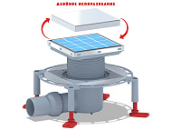 Трап горизонт D50 150х150 нерж решётка ( под плитку) h100мм комб затвор THZ5812 Трап горизонт D50 150х150 нерж решётка ( под плитку) h100мм комб затвор THZ5812
