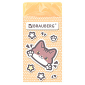 Ластик BRAUBERG "CUTE CATS", 50х24х10 мм, прямоугольный, картон.держатель, ЭКО- ПВХ, ассорти, 273227