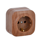 Розетка накладная с заземлением, цвет дуб, IEK GLORY Розетка накладная с заземлением, цвет дуб, IEK GLORY