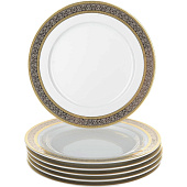 Тарелка мелкая 25 см Thun Opal, декор "Широкий кант платина, золото" БТФ0474 