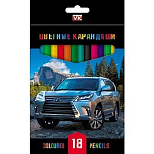  Карандаши цветные 18шт VK Джипы, ВКс_18043 
