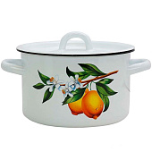  Кастрюля эмалированная 2л без ободка "Лимоны" 364-754 