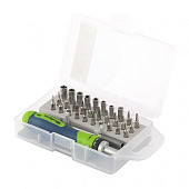 Отвертка реверсивная для точных работ с набором бит и торцевых головок, 32 предм., CrV, Сибртех Отвертка реверсивная для точных работ с набором бит и торцевых головок, 32 предм., CrV, Сибртех