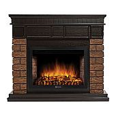 Портал Firelight Bricks Wood 30" камень коричневый, шпон темный дуб 120х96х34