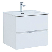Тумба Алвита new 60 подвесная белая матовая с раковиной-столешницей Flat 60 277510+254363 Акванет Тумба Алвита new 60 подвесная белая матовая с раковиной-столешницей Flat 60 277510+254363 Акванет
