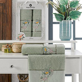 Комплект полотенец в коробке MERZUKA махровые 2 шт.LOTUS (зелёный) Комплект полотенец в коробке MERZUKA махровые 2 шт.LOTUS (зелёный)