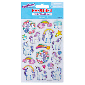  Наклейки гелевые "Единороги", многоразовые, с тиснением фольгой, 10х15 см, ЮНЛАНДИЯ, 661805 