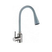 Смеситель для кухни Мармелад с серым силиконовым изливом нерж.сталь 572573 Антей Смеситель для кухни Мармелад с серым силиконовым изливом нерж.сталь 572573 Антей