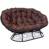  Диван Garden story Мамасан до 180 кг арт. CN7034-MT, ротанг искусственный, (диван черный + подушка коричневая+подставка) 