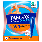  Тампоны TAMPAX Compak Pearl с аппликатором Super Plus Single 8шт 
