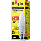  Лампа LED 5Вт Е27 свеча 2700К/Navigator NLL-P-C37 