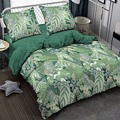 Комплект постельного белья Amore Mio BZ QR Tropic, евро, эко коттон